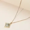 Fashnzfab Semi Precious Quatrefoil Pendant Necklace In Gray