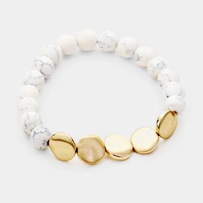 Fashnzfab Semi Precious Stone Beaded Metal Mixed Bracelet In Multi