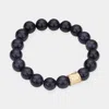 Fashnzfab Semi Precious Stone Beaded Stretch Bracelet Black, Gold In Multi