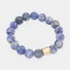 Fashnzfab Semi Precious Stone Beaded Stretch Bracelet Blue In Blue