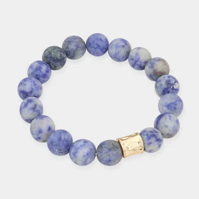 Fashnzfab Semi Precious Stone Beaded Stretch Bracelet Blue