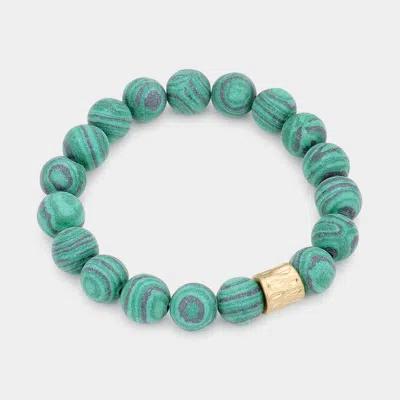 Fashnzfab Semi Precious Stone Beaded Stretch Bracelet In Blue