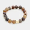Fashnzfab Semi Precious Stone Beaded Stretch Bracelet Brown, Gray In Multi