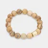 Fashnzfab Semi Precious Stone Beaded Stretch Bracelet In Gold