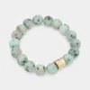 Fashnzfab Semi Precious Stone Beaded Stretch Bracelet In Green