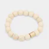 Fashnzfab Semi Precious Stone Beaded Stretch Bracelet Ivory In Multi