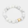Fashnzfab Semi Precious Stone Beaded Stretch Bracelet In Metallic