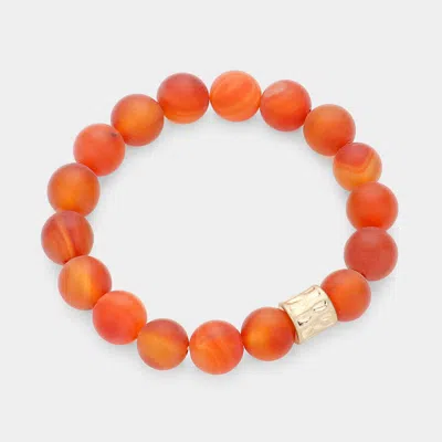 Fashnzfab Semi Precious Stone Beaded Stretch Bracelet Orange