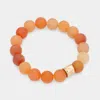 Fashnzfab Semi Precious Stone Beaded Stretch Bracelet Orange, Worn Gold In Multi