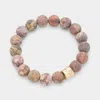 Fashnzfab Semi Precious Stone Beaded Stretch Bracelet Rhodium, Worn Gold In Multi