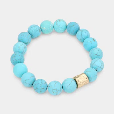Fashnzfab Semi Precious Stone Beaded Stretch Bracelet Turquoise In Blue