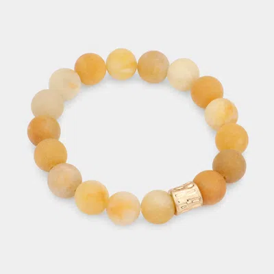 Fashnzfab Semi Precious Stone Beaded Stretch Bracelet Yellow