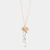 Fashnzfab Semi Precious Stone Pendant Long Necklace In Gold