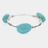 Fashnzfab Semi-precious Stone Trio Pointed Bangle Bracelet Silver Burnished, Turquoise In Multi