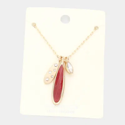 Fashnzfab Semi Precious Teardrop Pendant Necklace In Gold
