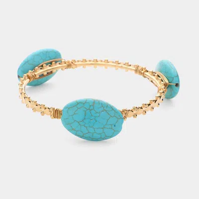 Fashnzfab Semi-precious Trio Bracelet Gold, Turquoise In Multi