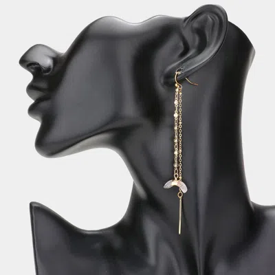 Fashnzfab Semi Precious Tusk Metal Long Earrings In Gold