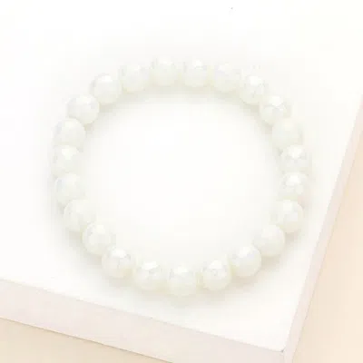 Fashnzfab Semi Stone Single Stretch Bracelet White