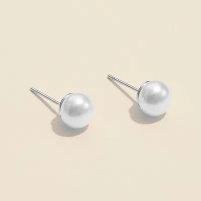 Fashnzfab Semi-fine Collection Sterling Silver Dipped Classic Pearl Stud Earrings