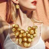 Fashnzfab Sequin Ball Statement Necklace In Gold