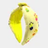 Fashnzfab Sequin Bead Embellished Burnout Knot Headband In Yellow