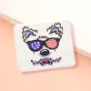 Fashnzfab Sequin Beaded American Usa Puppy Face Pointed Seed Beaded Mini Pouch Bag In White
