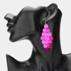 Fashnzfab Sequin Chandelier Dangle Earrings - Fuchsia In Pink