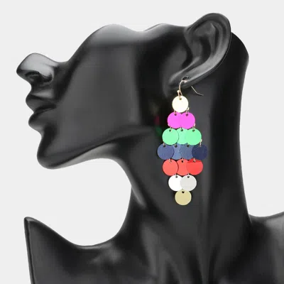 Fashnzfab Sequin Chandelier Dangle Earrings - Multi In Black