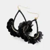 Fashnzfab Sequin Cluster Open Teardrop Dangle Earrings - Black, Gold In Black
