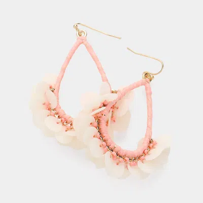 Fashnzfab Sequin Cluster Open Teardrop Dangle Earrings - Gold, Pink In Multi