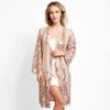 Fashnzfab Sequin Cover-up Kimono Poncho In Pink