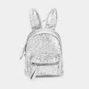 Fashnzfab Sequin Cute Bunny Ears Mini Backpack Bag In Silver