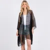 Fashnzfab Sequin Embellished Mesh Cover Up Poncho In Black