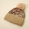 Fashnzfab Sequin Embellished Pom Pom Beanie Hat In Brown