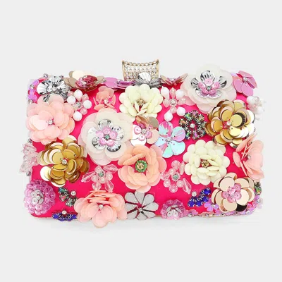 Fashnzfab Sequin Flower Embellished Clutch Evening Bag In Multi