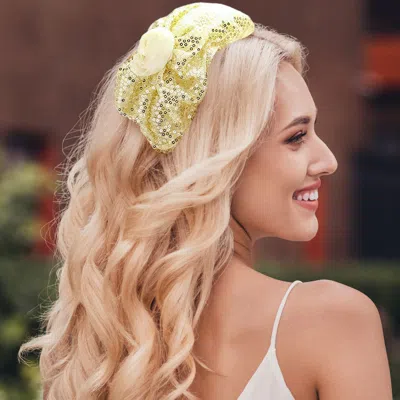 Fashnzfab Sequin Flower Headband In Gold