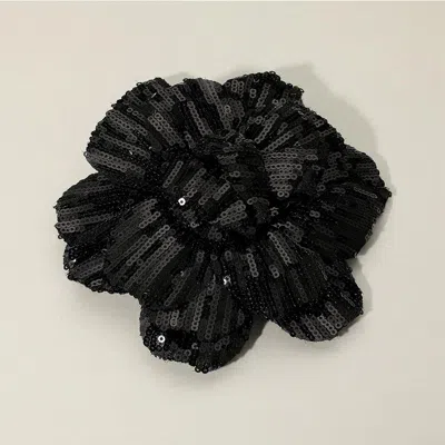 Fashnzfab Sequin Flower Pin Brooch / Hair Clip / Hair Band / Bracelet Black
