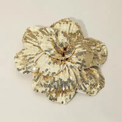 Fashnzfab Sequin Flower Pin Brooch / Hair Clip / Hair Band / Bracelet Gold