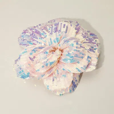 Fashnzfab Sequin Flower Pin Brooch / Hair Clip / Hair Band / Bracelet - Pink In Silver