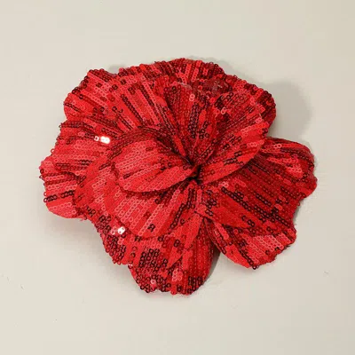 Fashnzfab Sequin Flower Pin Brooch / Hair Clip / Hair Band / Bracelet Red