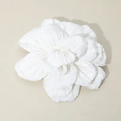 Fashnzfab Sequin Flower Pin Brooch / Hair Clip / Hair Band / Bracelet In White