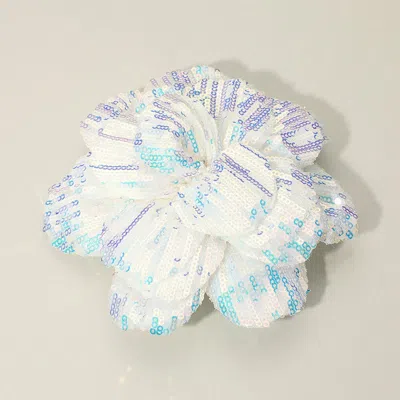 Fashnzfab Sequin Flower Pin Brooch / Hair Clip / Hair Band / Bracelet In White
