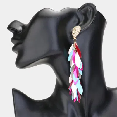 Fashnzfab Sequin Fringe Dropdown Earrings - Multi In Metallic