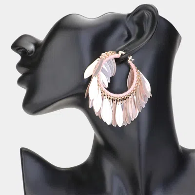 Fashnzfab Sequin Fringe Hoop Pin Catch Earrings - Pink