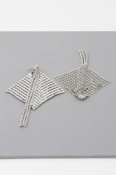 Fashnzfab Sequin Jewel Curtain Bar Earrings In Silver