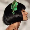 Fashnzfab Sequin Leaf Feather Headband In Green