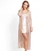 Fashnzfab Sequin Long Cover-up Kimono Poncho In Multi
