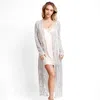 Fashnzfab Leaves Pattern Sequin Long Cover-up Kimono Poncho In Silver