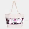 Fashnzfab Sequin Love Heart Rope Tote Beach Bag In Multi
