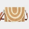 Fashnzfab Sequin Mixed Two Tone Straw Clutch Bag / Crossbody Bag In Gray